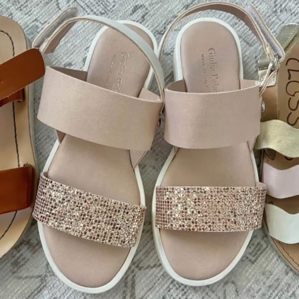 Pink Strap with Rose Gold Glitter Sandals